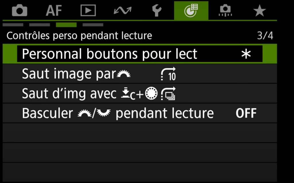 Menu du Canon R5 Mark II pour assigner un bouton personnalisé